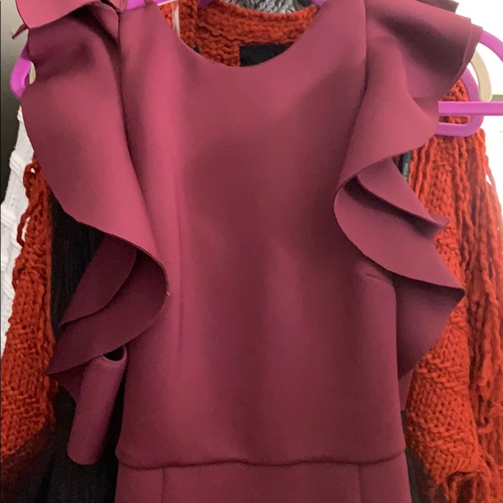 ASOS Purple Ruffle Sleeve Gown - Picture 5 of 6